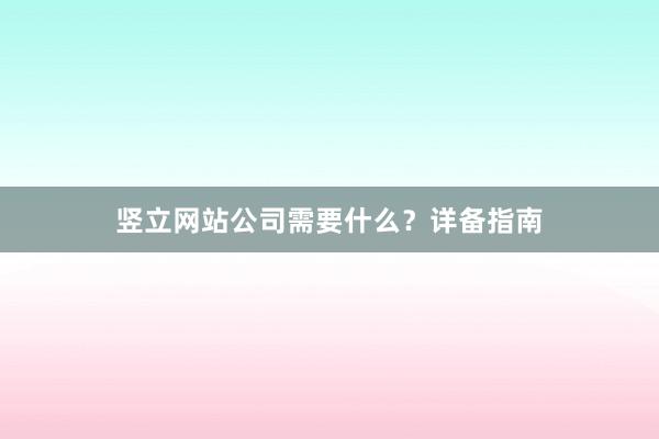竖立网站公司需要什么?详备指南